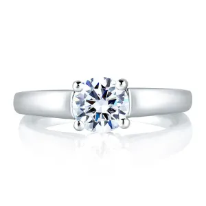 A.Jaffe Bezel Set Profile Diamond Cathedral Solitaire Engagement Ring MES063/04