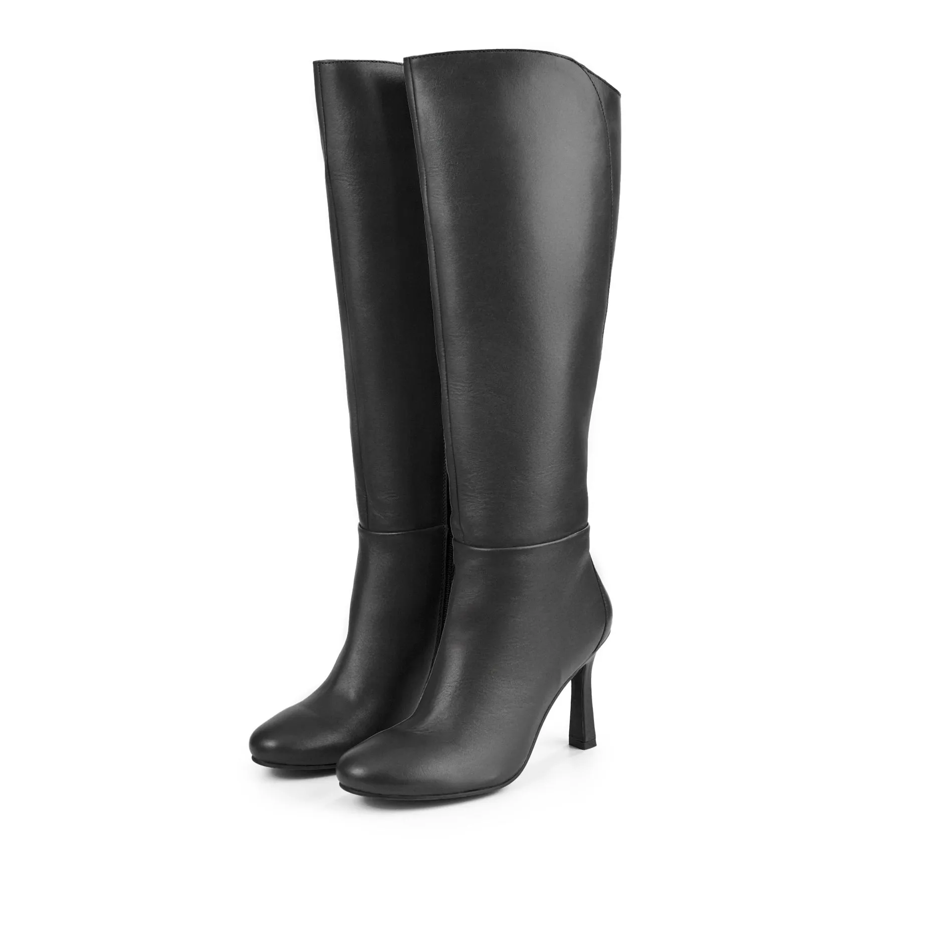 ALBA BLACK LEATHER KNEE HIGH BOOT