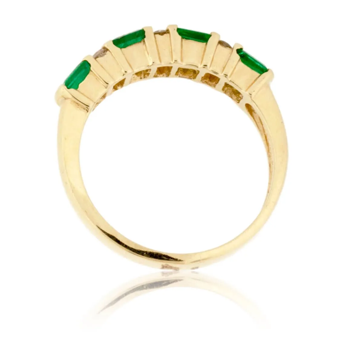 Alternating Emerald & Diamond Ring