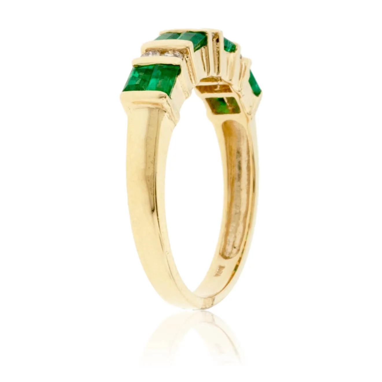 Alternating Emerald & Diamond Ring