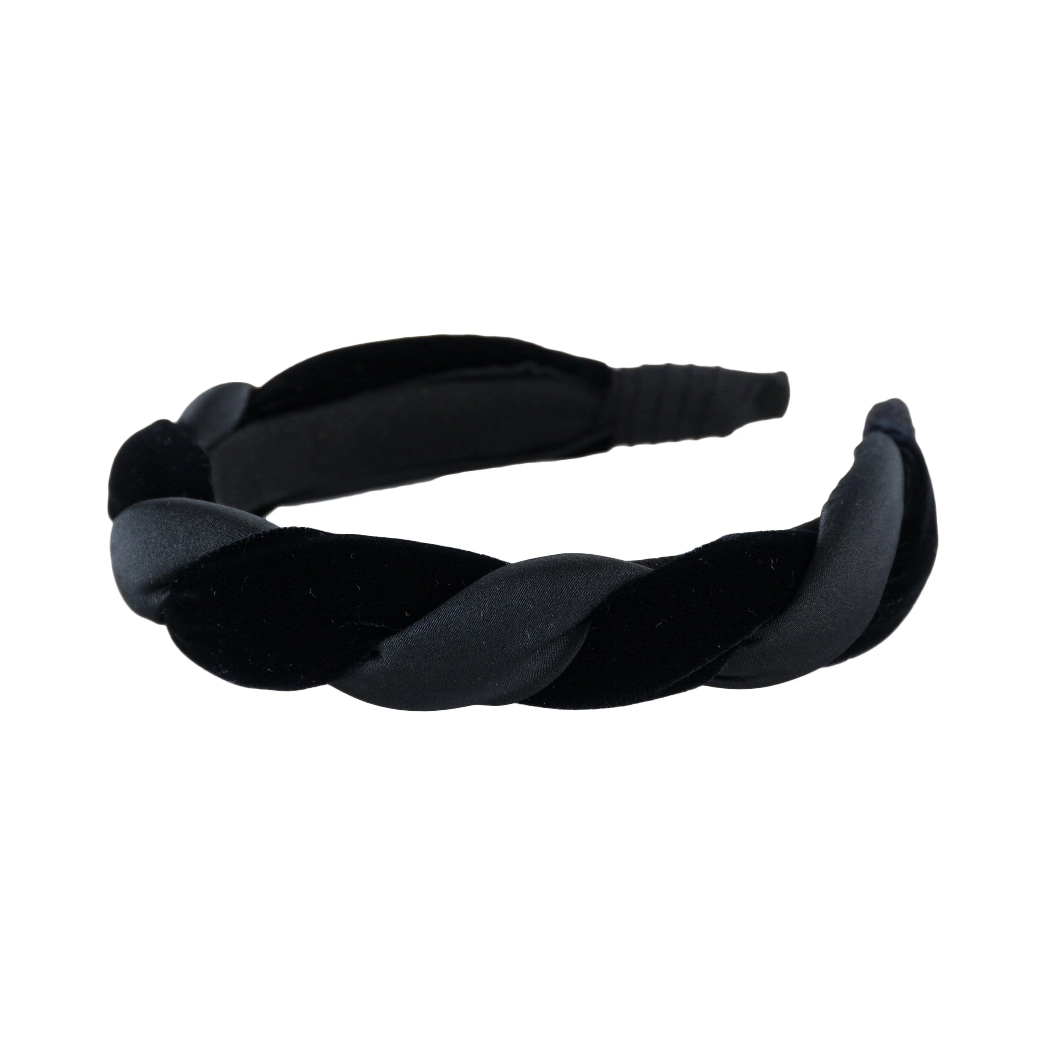Anna Fashion Headband, Twist, Smooth Velvet Satin 1" Wide