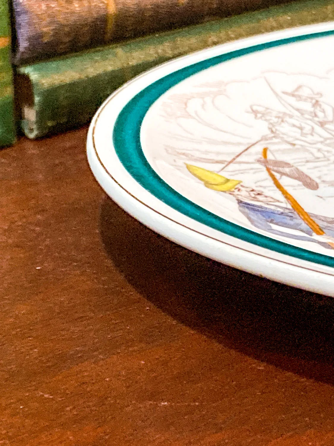 Antique 19th Century French Transfer Decorated Musical Scene Porcelain Plate