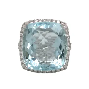 Aquamarine and Diamond Ring 19.22 Carats