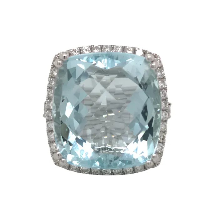Aquamarine and Diamond Ring 19.22 Carats