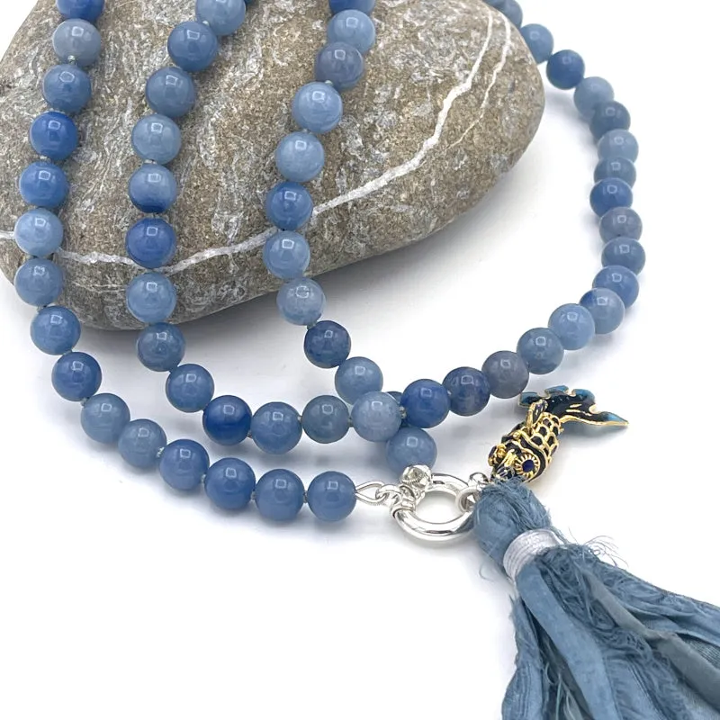 Articulated Fish Blue Aventurine Gemstone Necklace