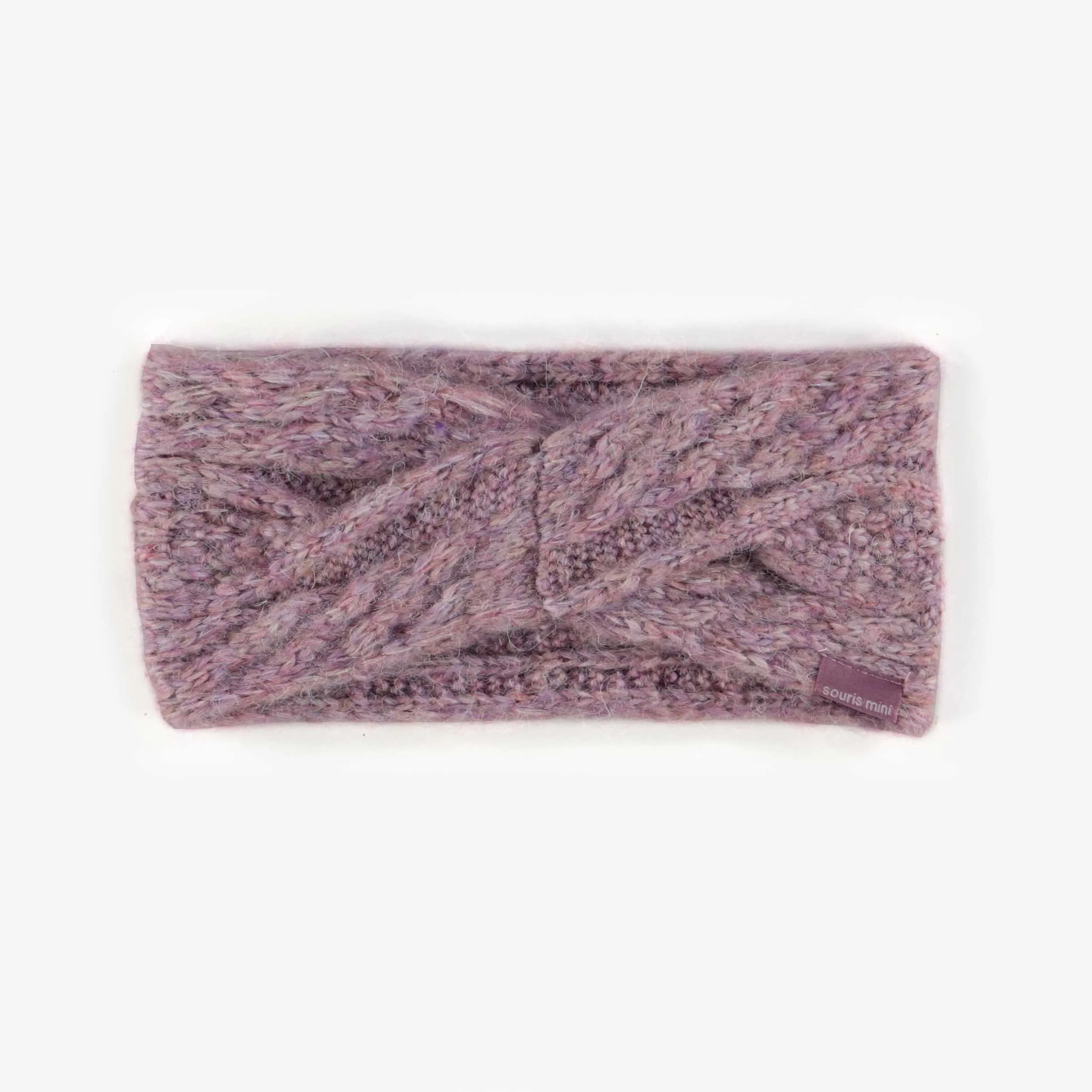 Bandeau mauve pâle en maille, enfant || Light purple knit headband, child