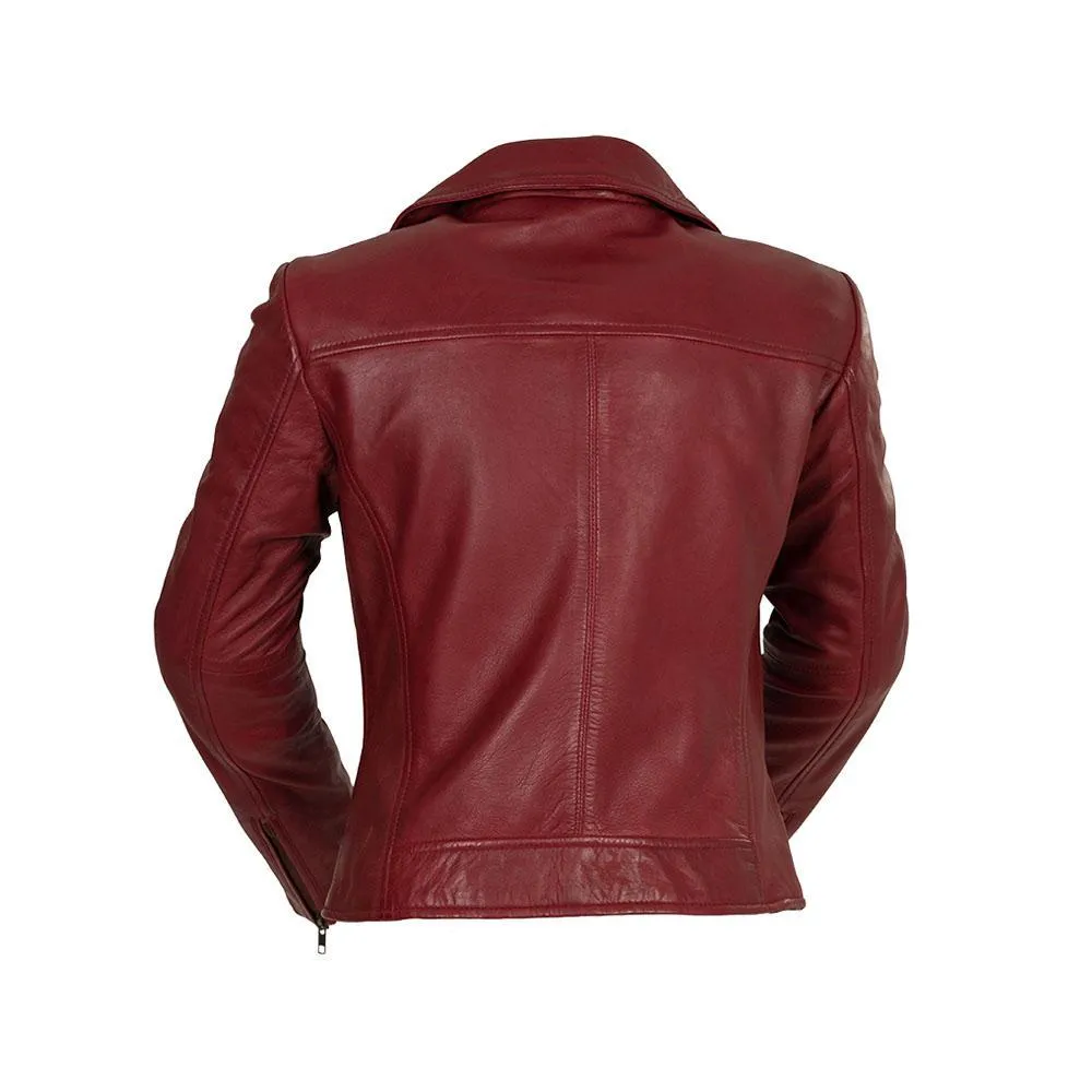 Betsy - Women's Fashion Lambskin Leather Jacket (Oxblood)