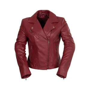 Betsy - Women's Fashion Lambskin Leather Jacket (Oxblood)
