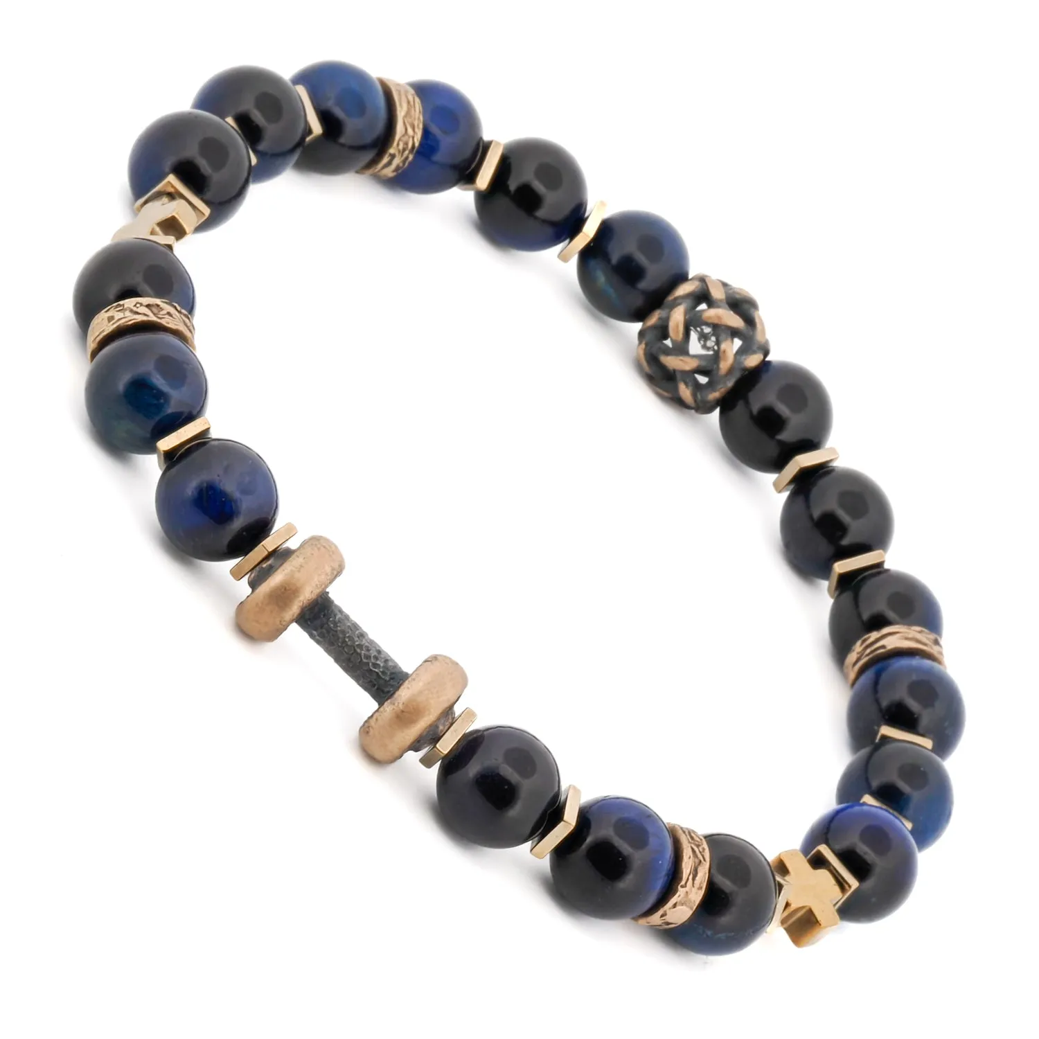 Blue Tiger's Eye Dumbbell Beaded Bracelet