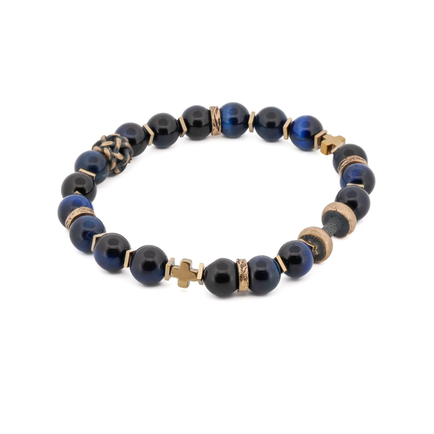 Blue Tiger's Eye Dumbbell Beaded Bracelet