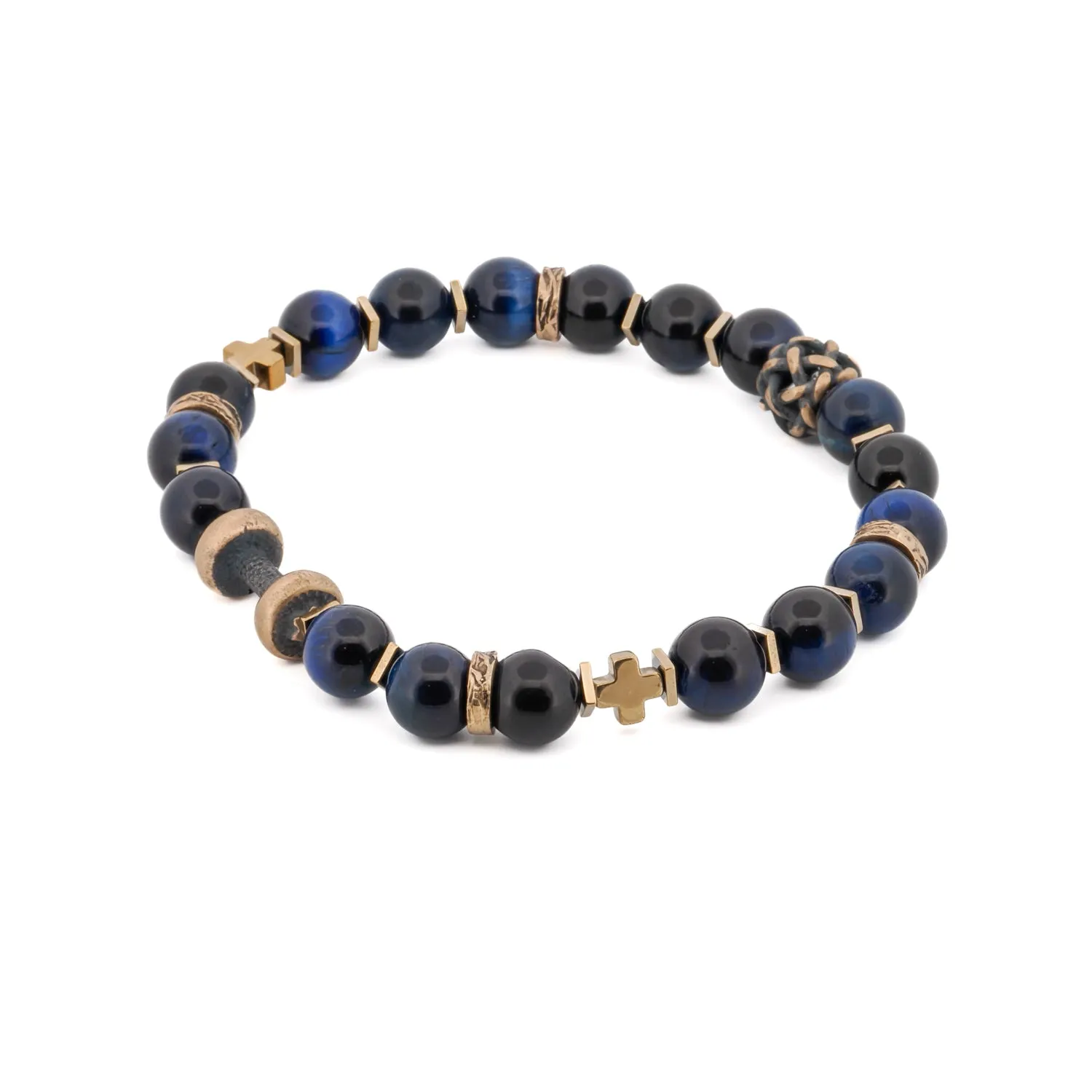 Blue Tiger's Eye Dumbbell Beaded Bracelet