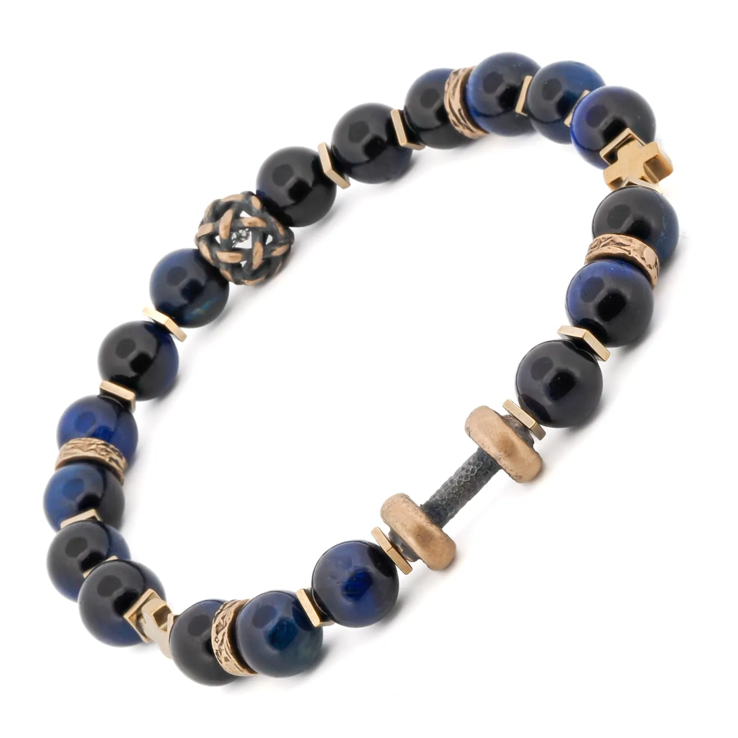 Blue Tiger's Eye Dumbbell Beaded Bracelet