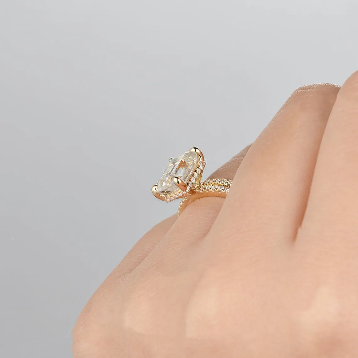 Bridal Ring Set, Emerald Cut Center Stone
