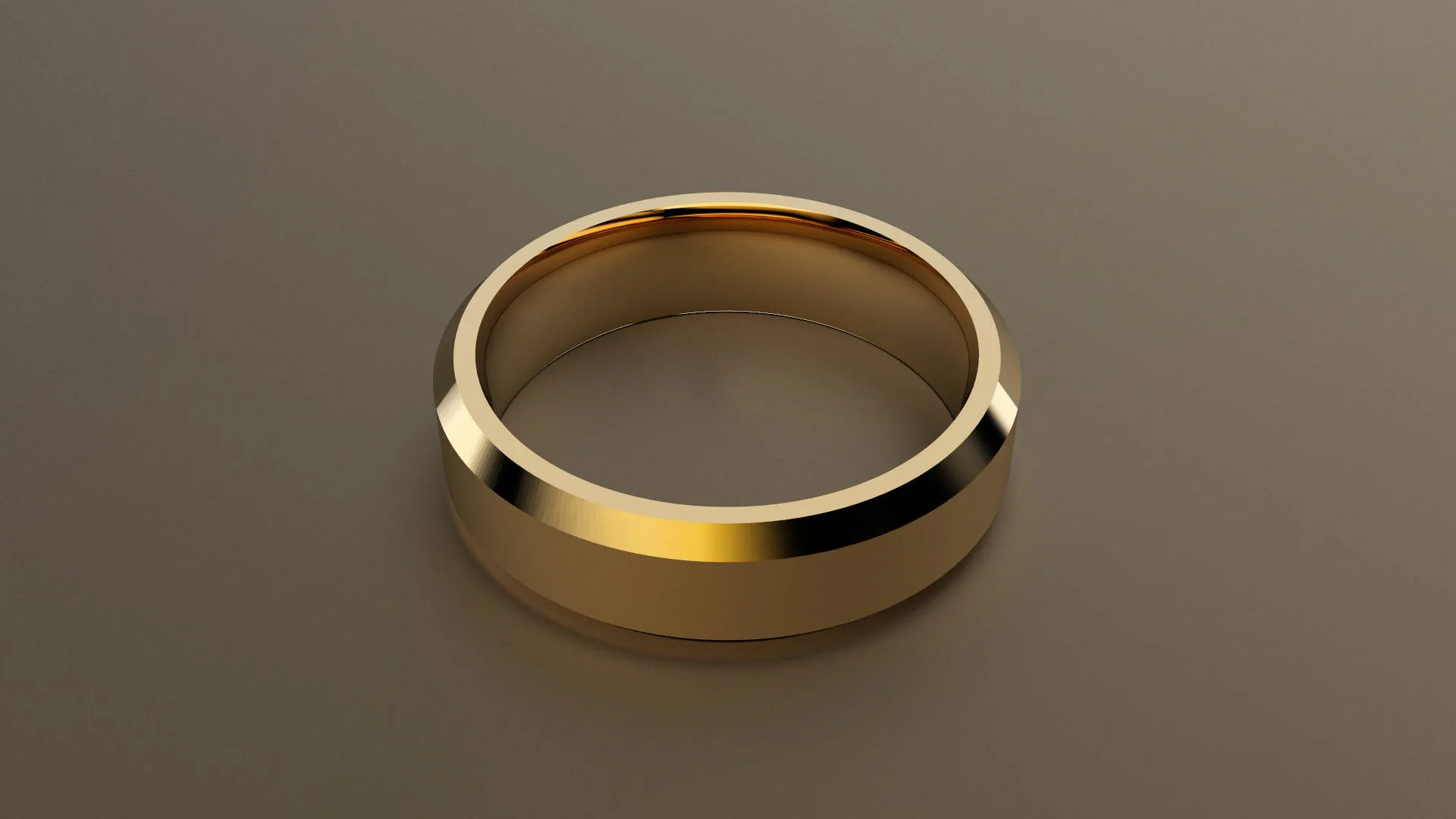 Brushed 18kt Yellow Gold 6mm Beveled Edge Wedding Band