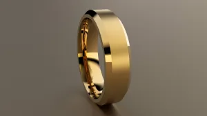 Brushed 18kt Yellow Gold 6mm Beveled Edge Wedding Band