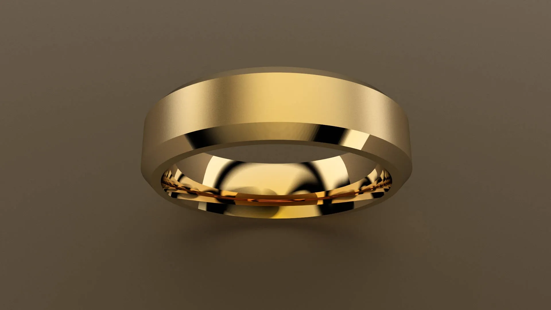 Brushed 18kt Yellow Gold 6mm Beveled Edge Wedding Band