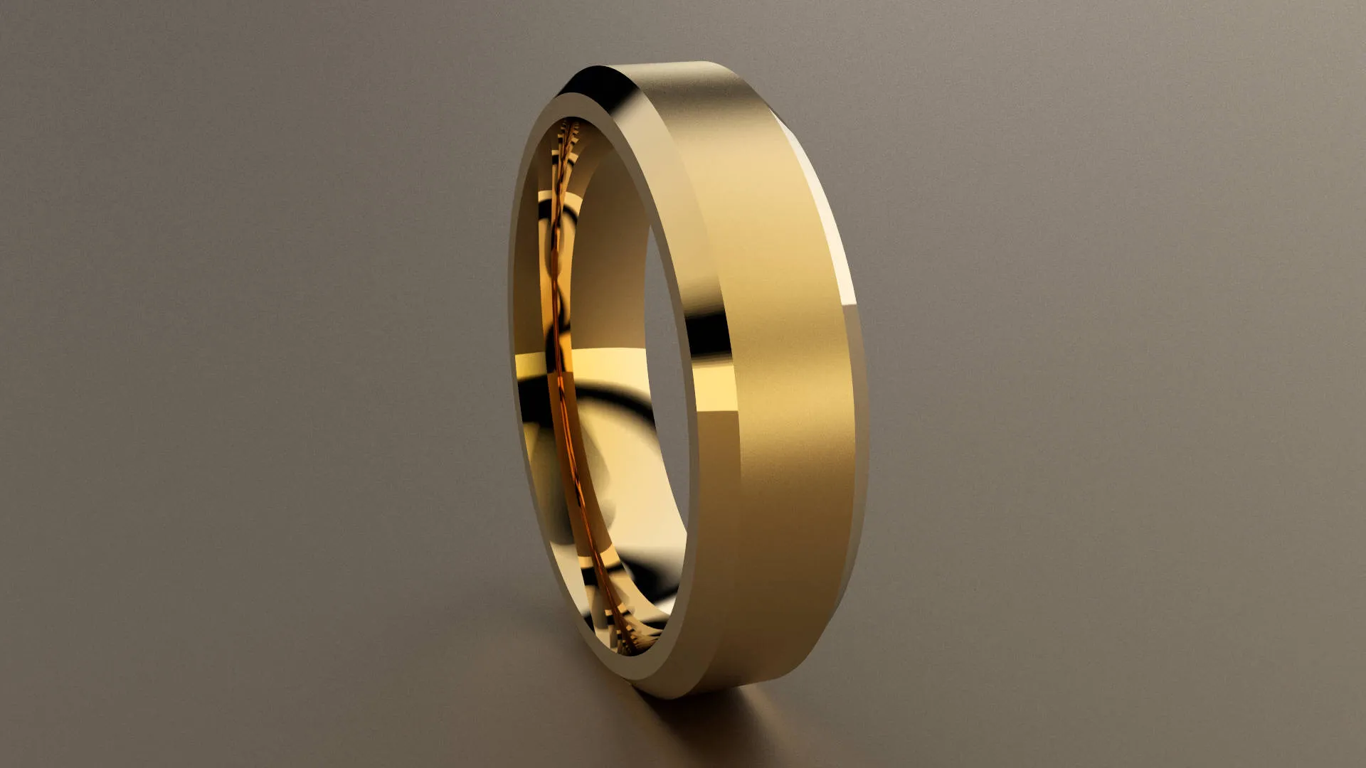 Brushed 18kt Yellow Gold 6mm Beveled Edge Wedding Band