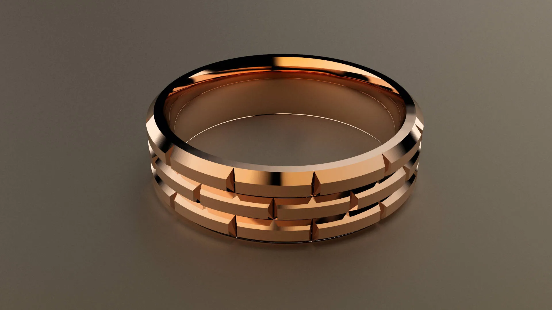 Brushed Rose Gold 6mm Brick Wedding Band