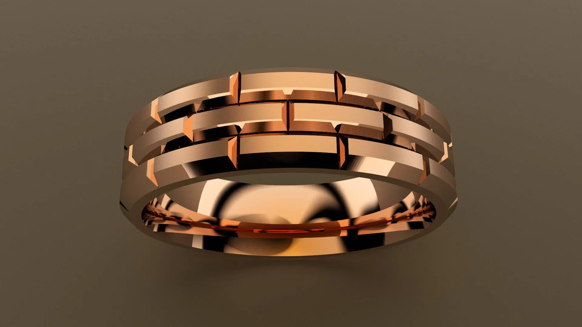 Brushed Rose Gold 6mm Brick Wedding Band