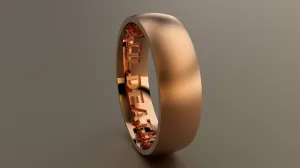 Brushed Rose Gold 6mm Interior Message Wedding Band