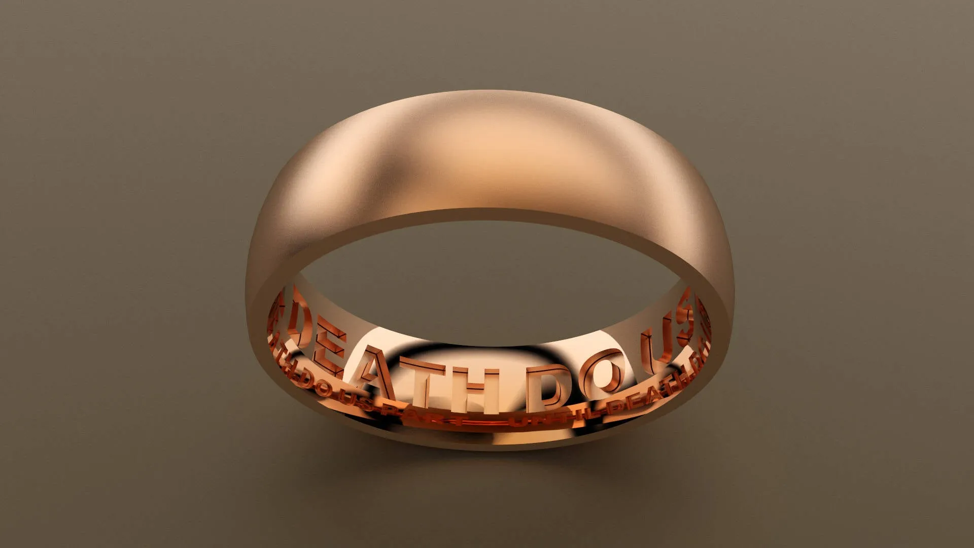 Brushed Rose Gold 6mm Interior Message Wedding Band
