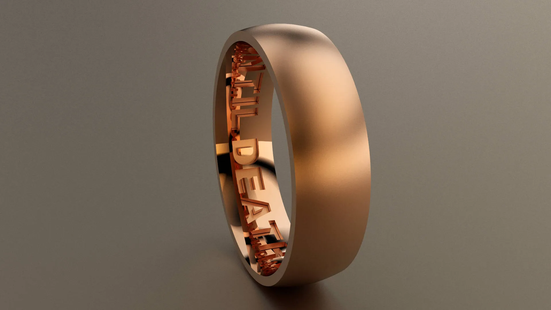 Brushed Rose Gold 6mm Interior Message Wedding Band