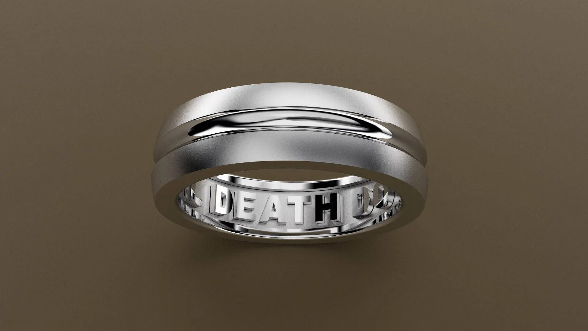 Brushed White Gold 6mm Interior Message Wedding Band