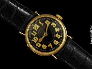 c. 1907 Patek Philippe "Officers Style" Vintage Mens Chronometro Gondolo Watch - 18K Gold