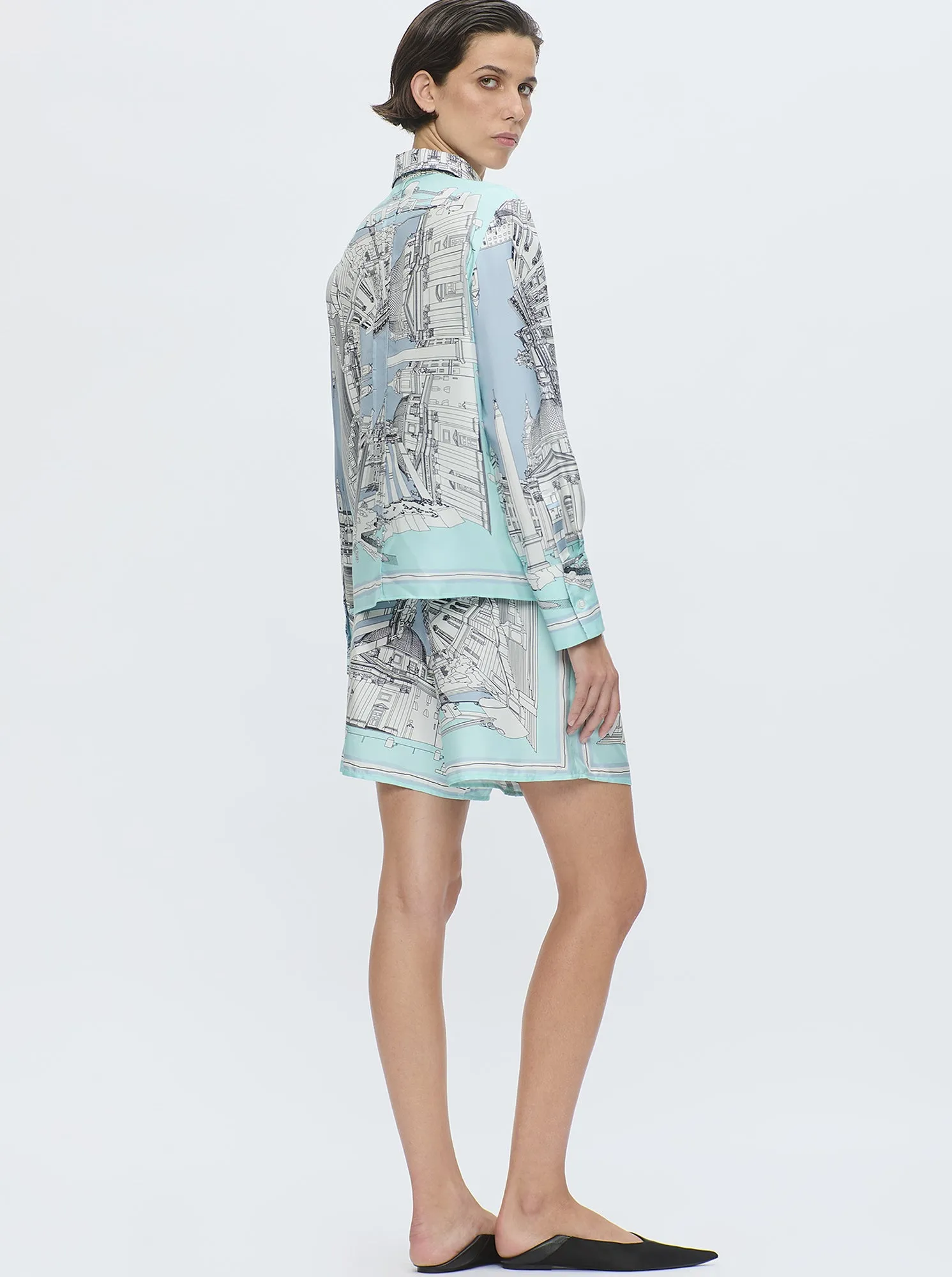 CAMERON Rome silk shirt Turquoise