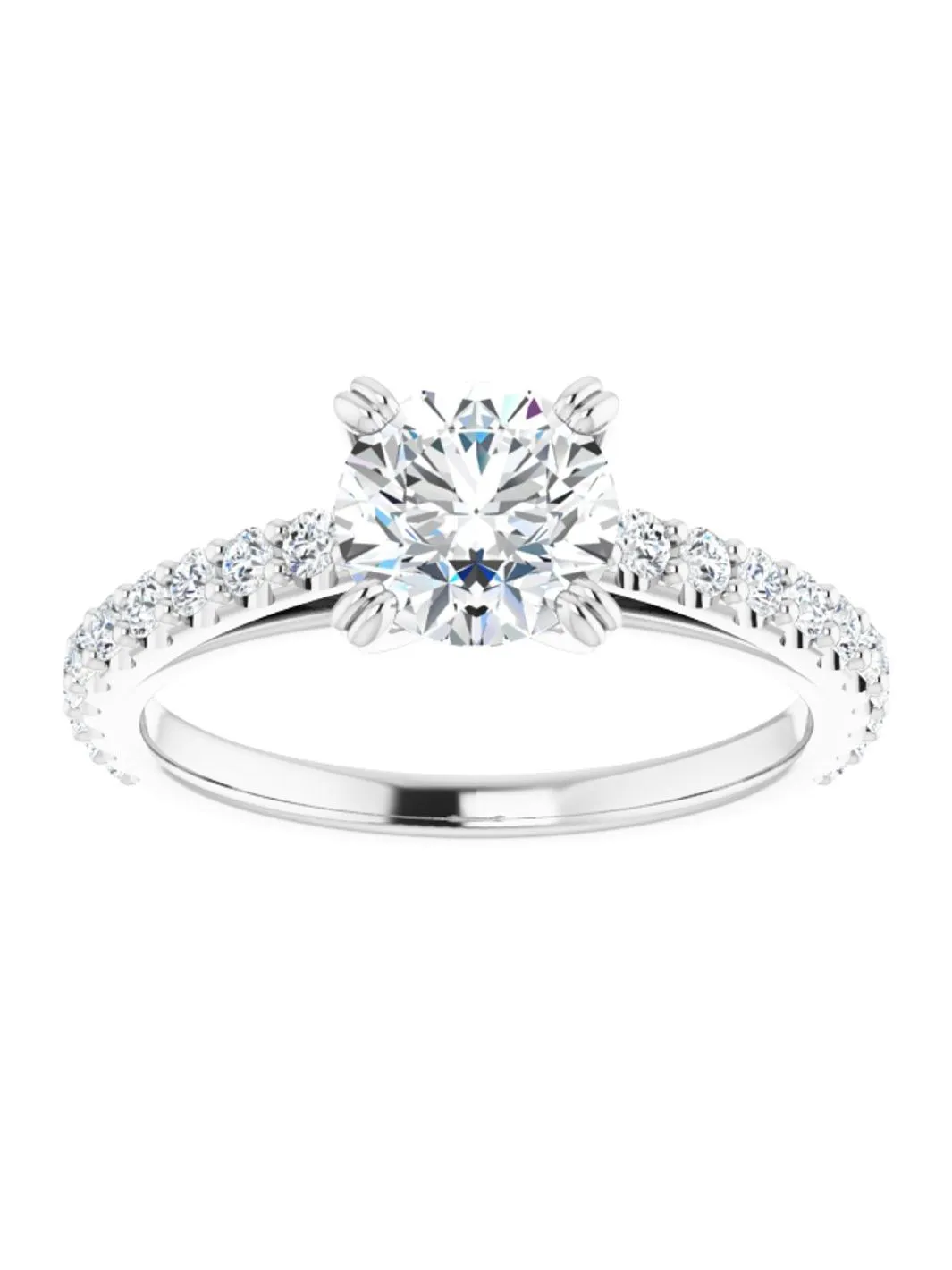 Cathedral Style Engagement Ring with Diamond Band - Light 1/2 ct. tw.