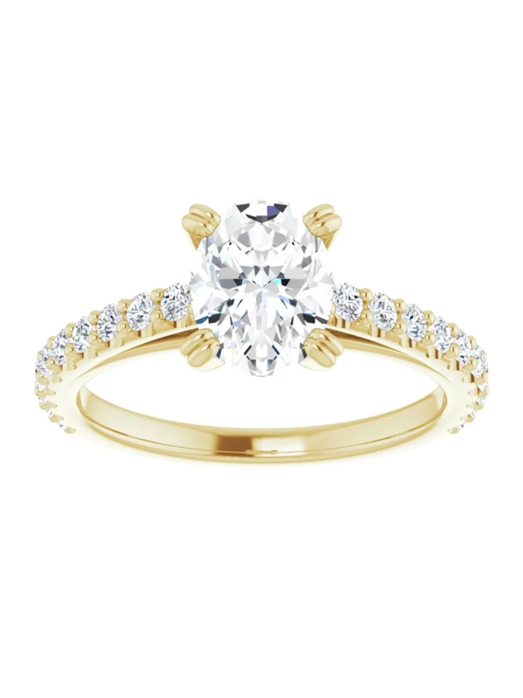 Cathedral Style Engagement Ring with Diamond Band - Light 1/2 ct. tw.