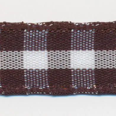 Check Ribbon #3 Dark Brown & White