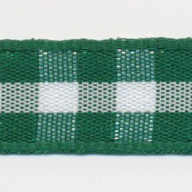 Check Ribbon #5 Grass Green & White