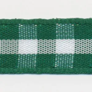 Check Ribbon #5 Grass Green & White