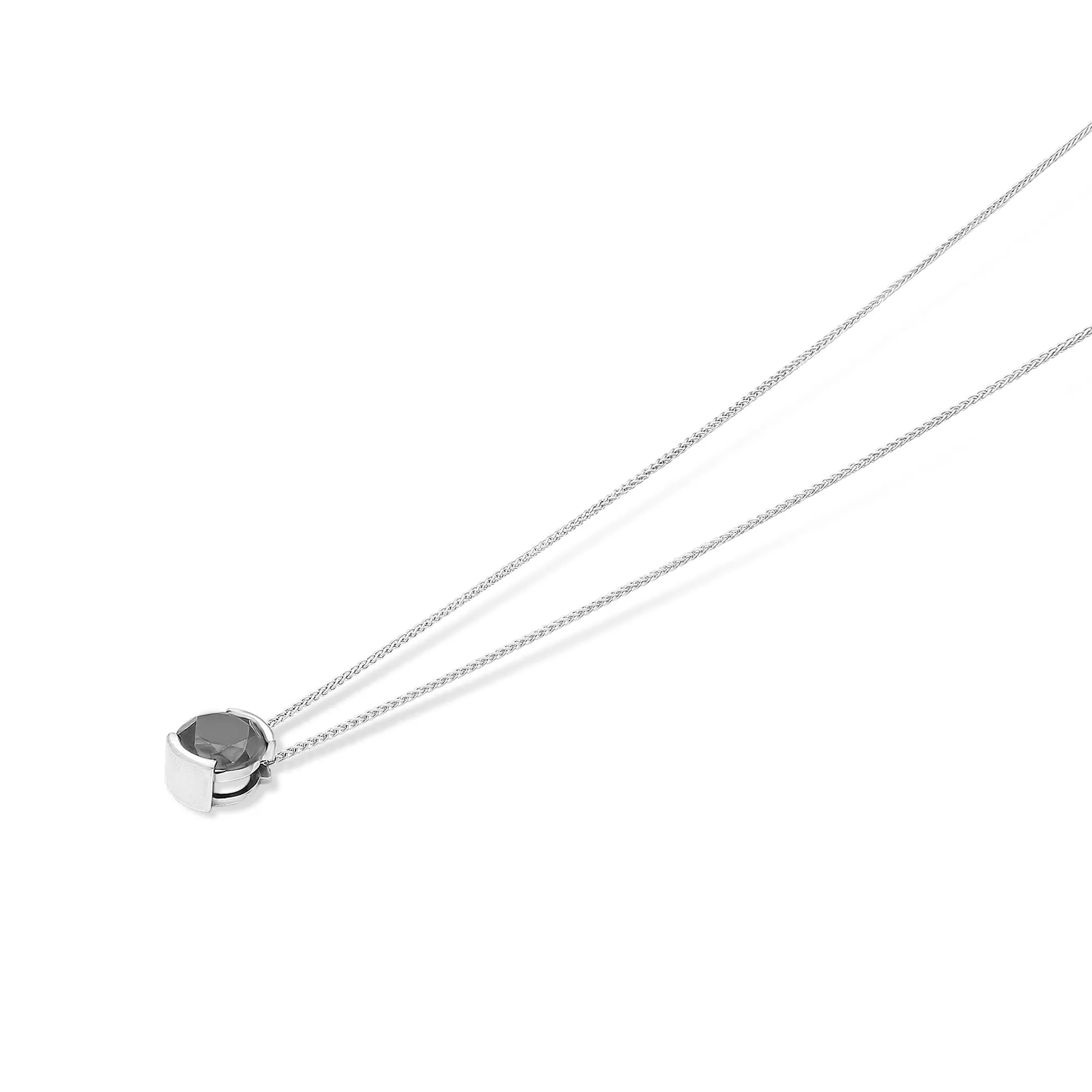 Classic Black Diamond Pendant in a Half Bezel Setting - 1.3 Carat