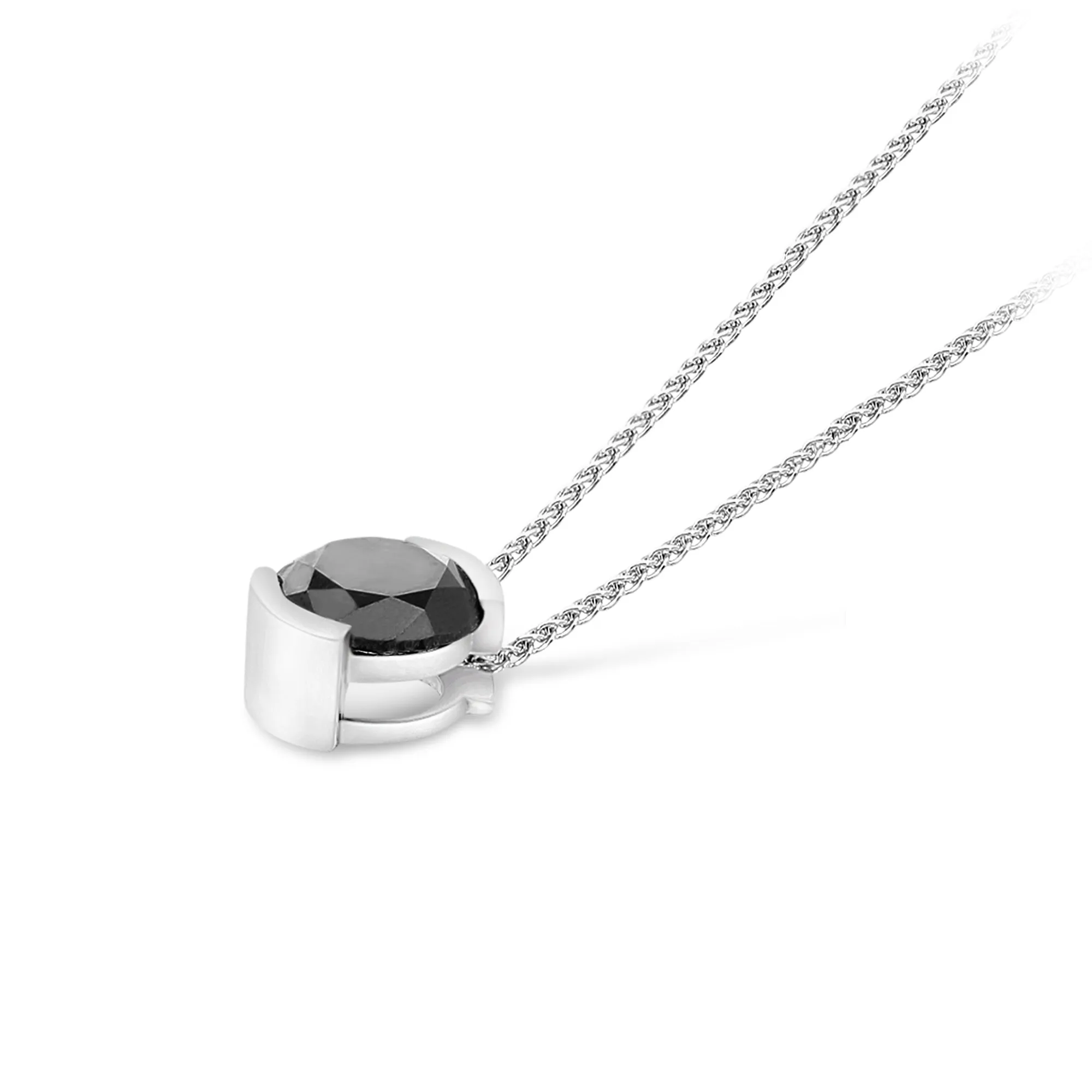 Classic Black Diamond Pendant in a Half Bezel Setting - 1.3 Carat