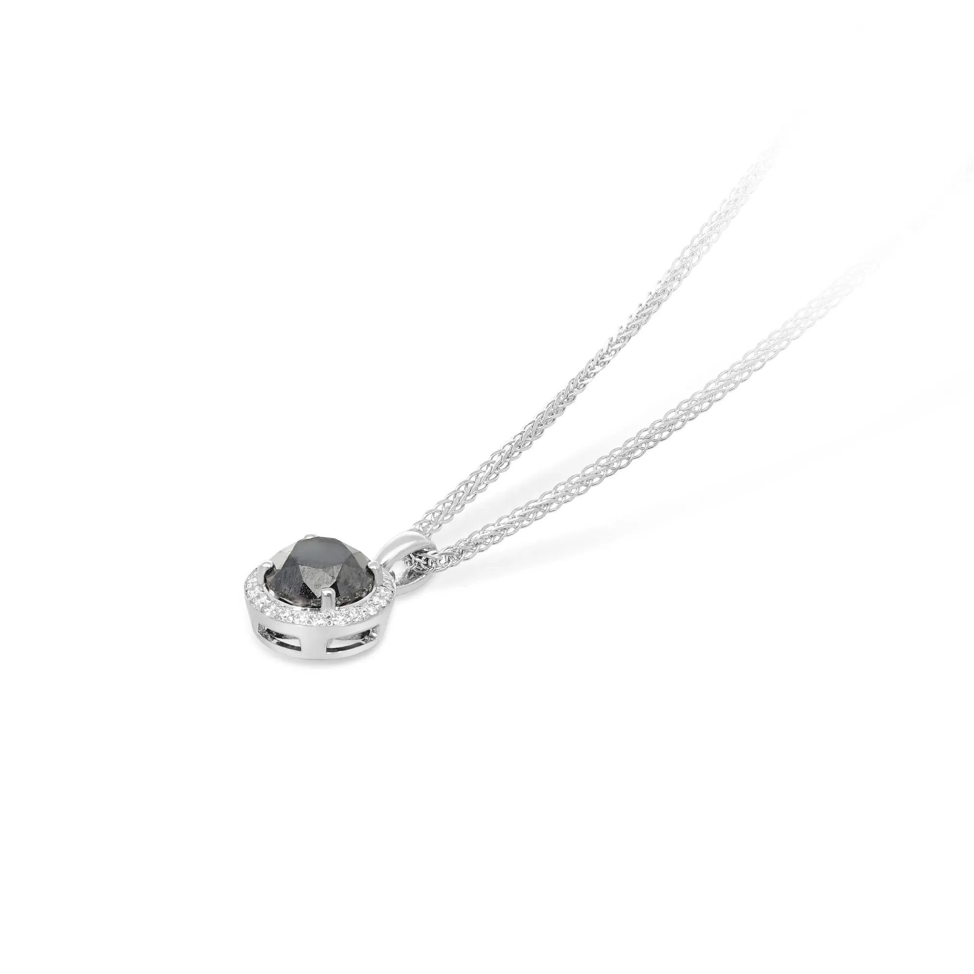 Classic Black Diamond Pendant Necklace - 1.7 Carat