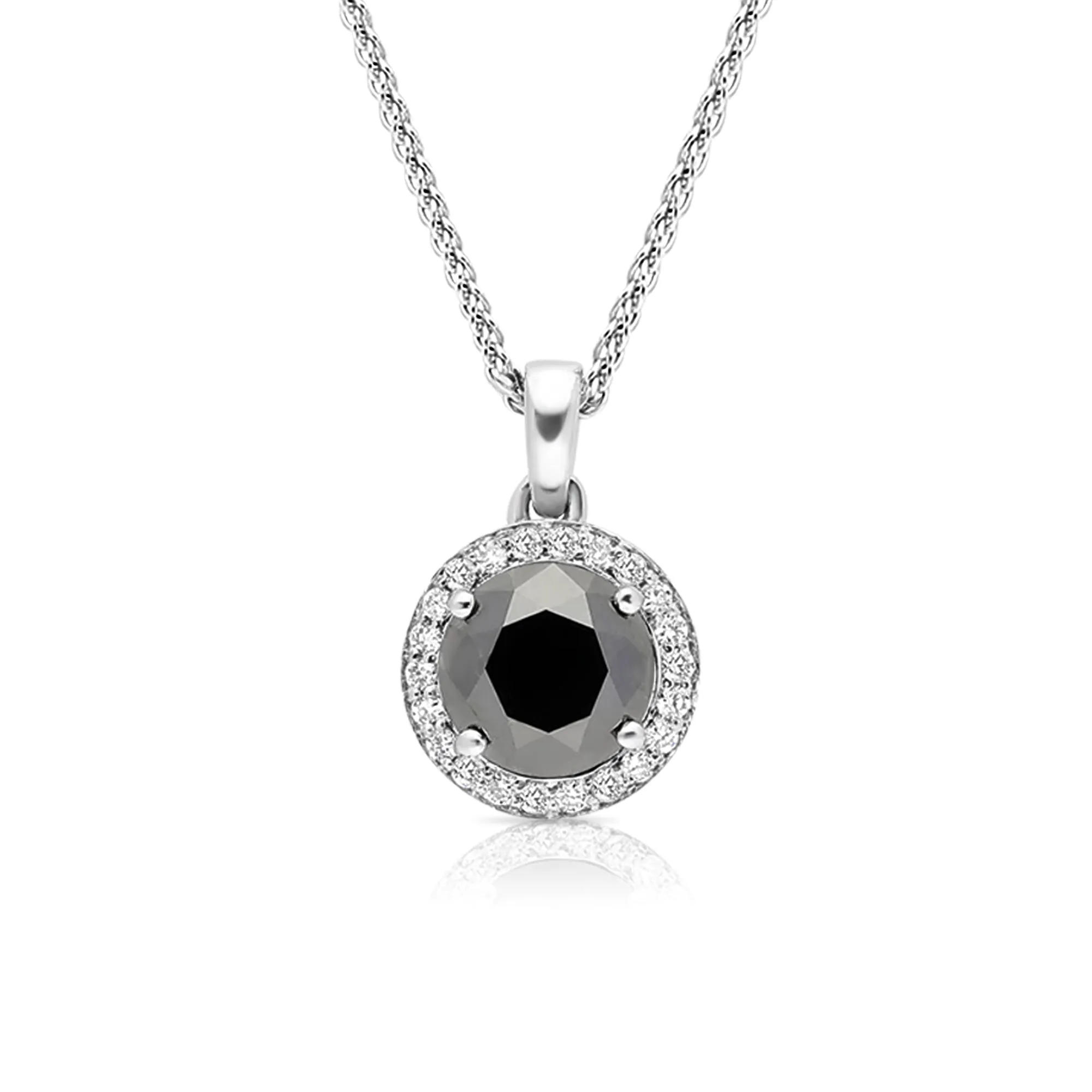 Classic Black Diamond Pendant Necklace - 1.7 Carat