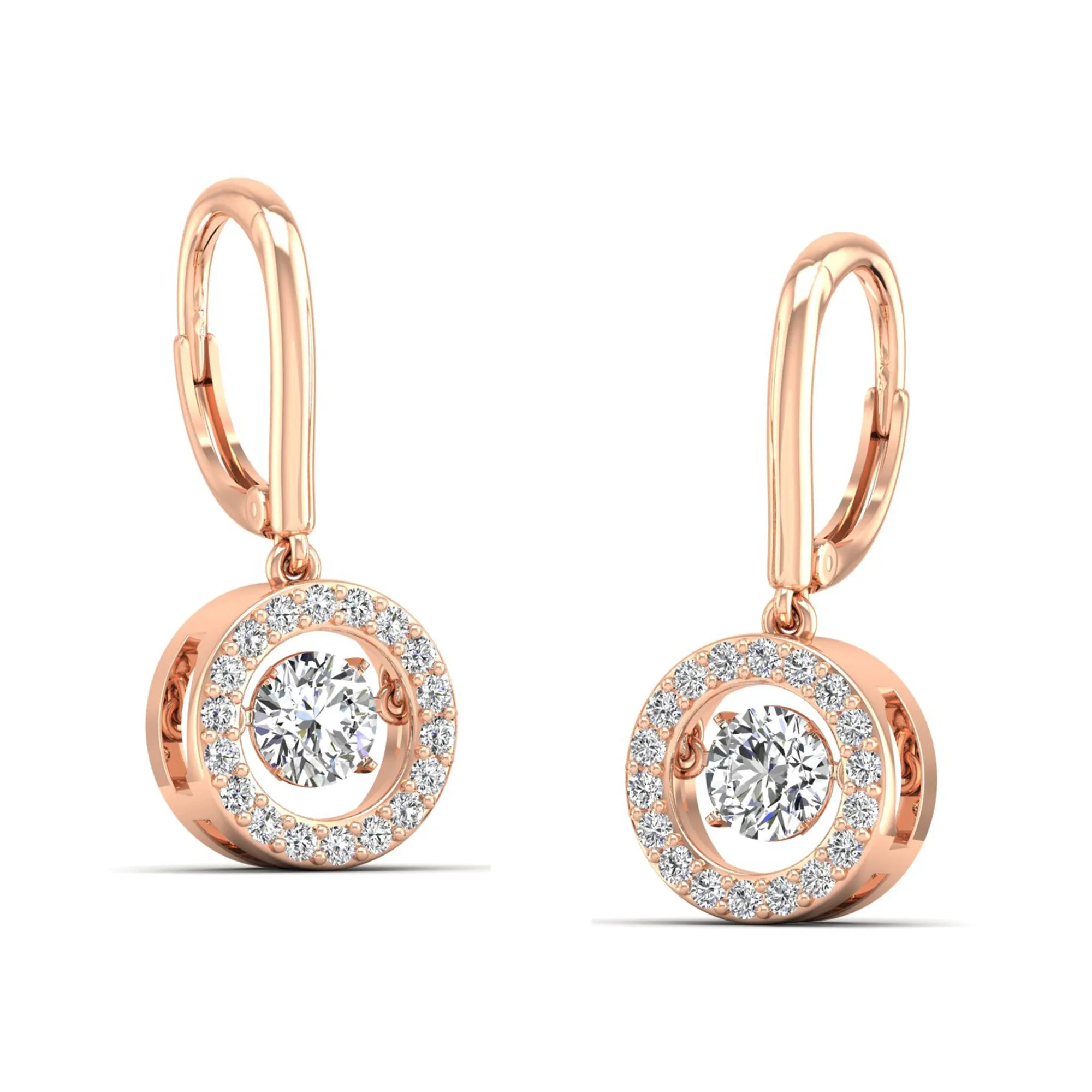 Classic Channel Halo Dangle Dancing Earrings