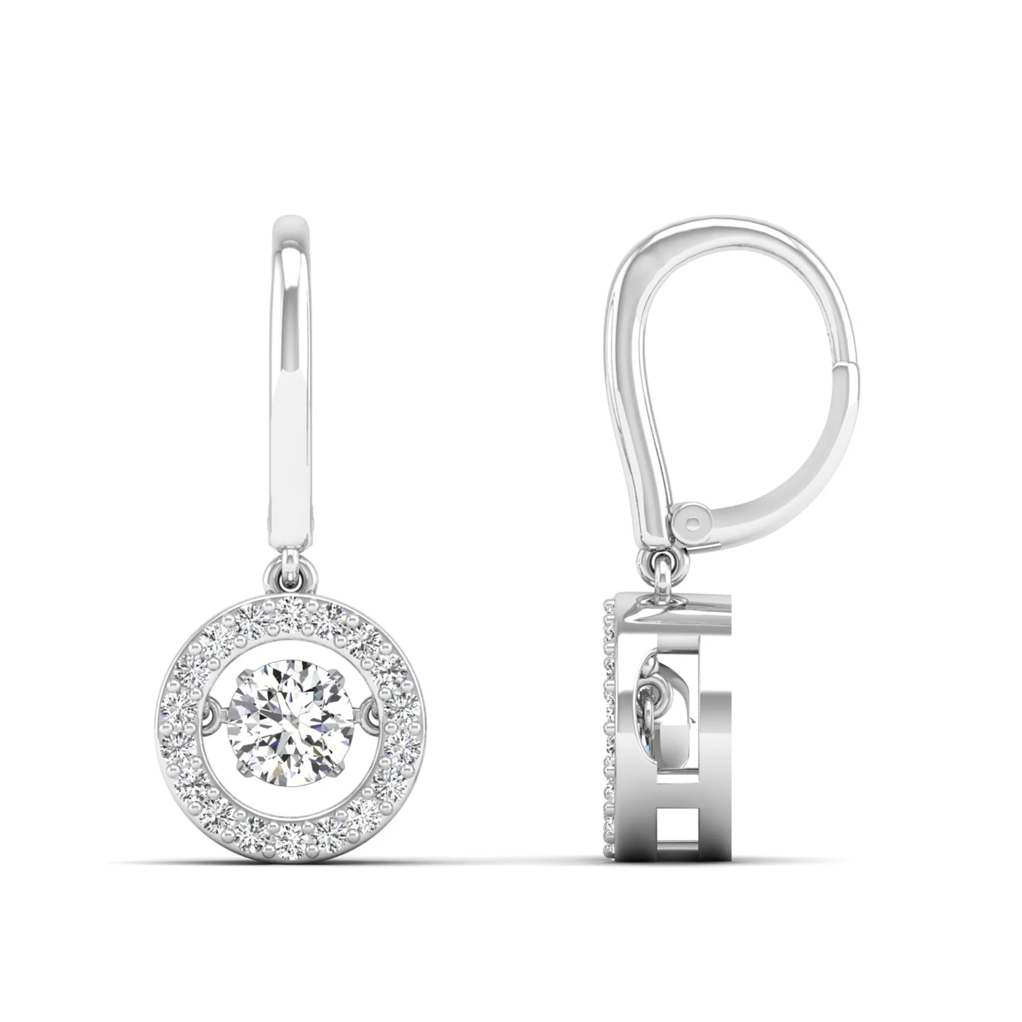 Classic Channel Halo Dangle Dancing Earrings