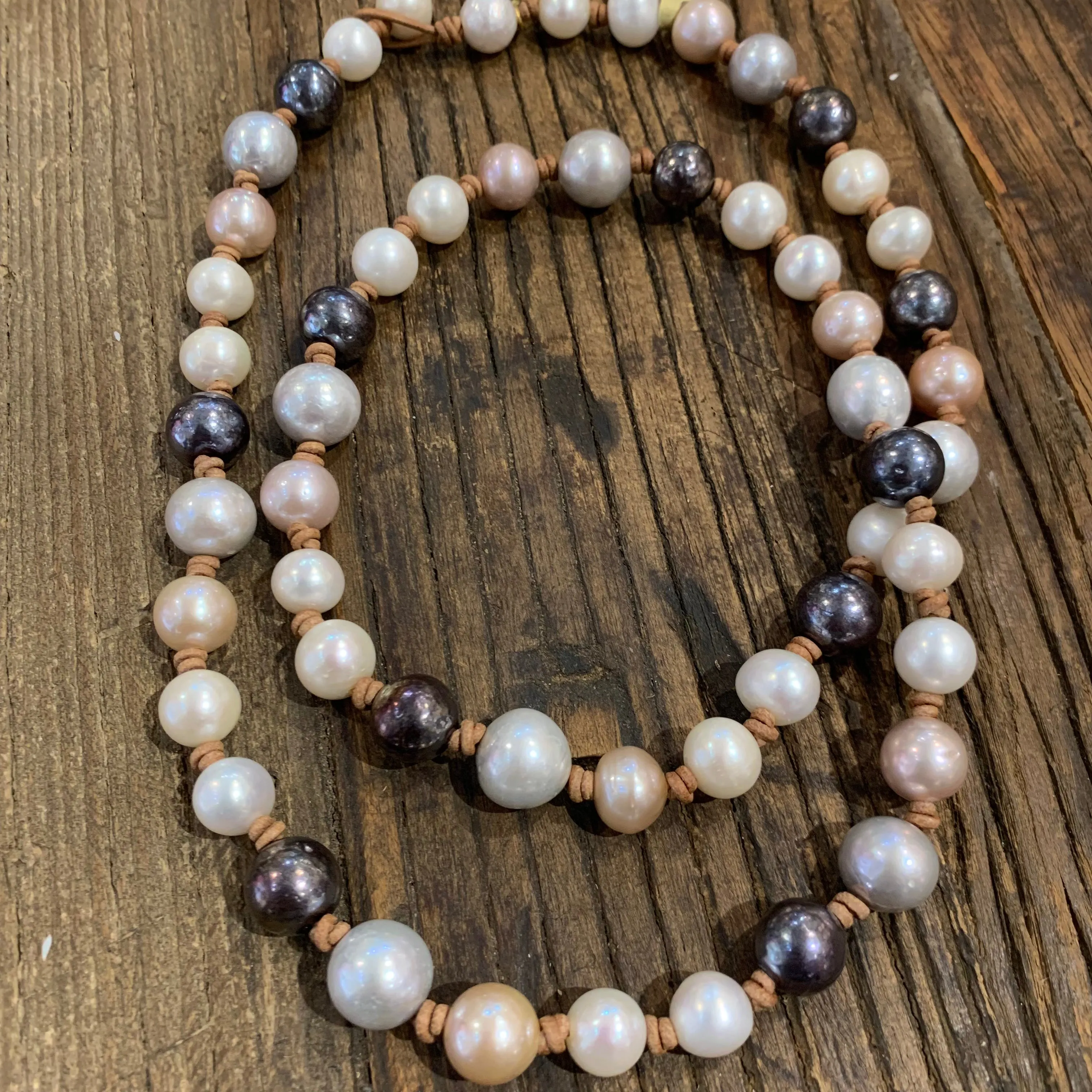 Classic Edison Pearl Leather Sautoir Necklace | 50"