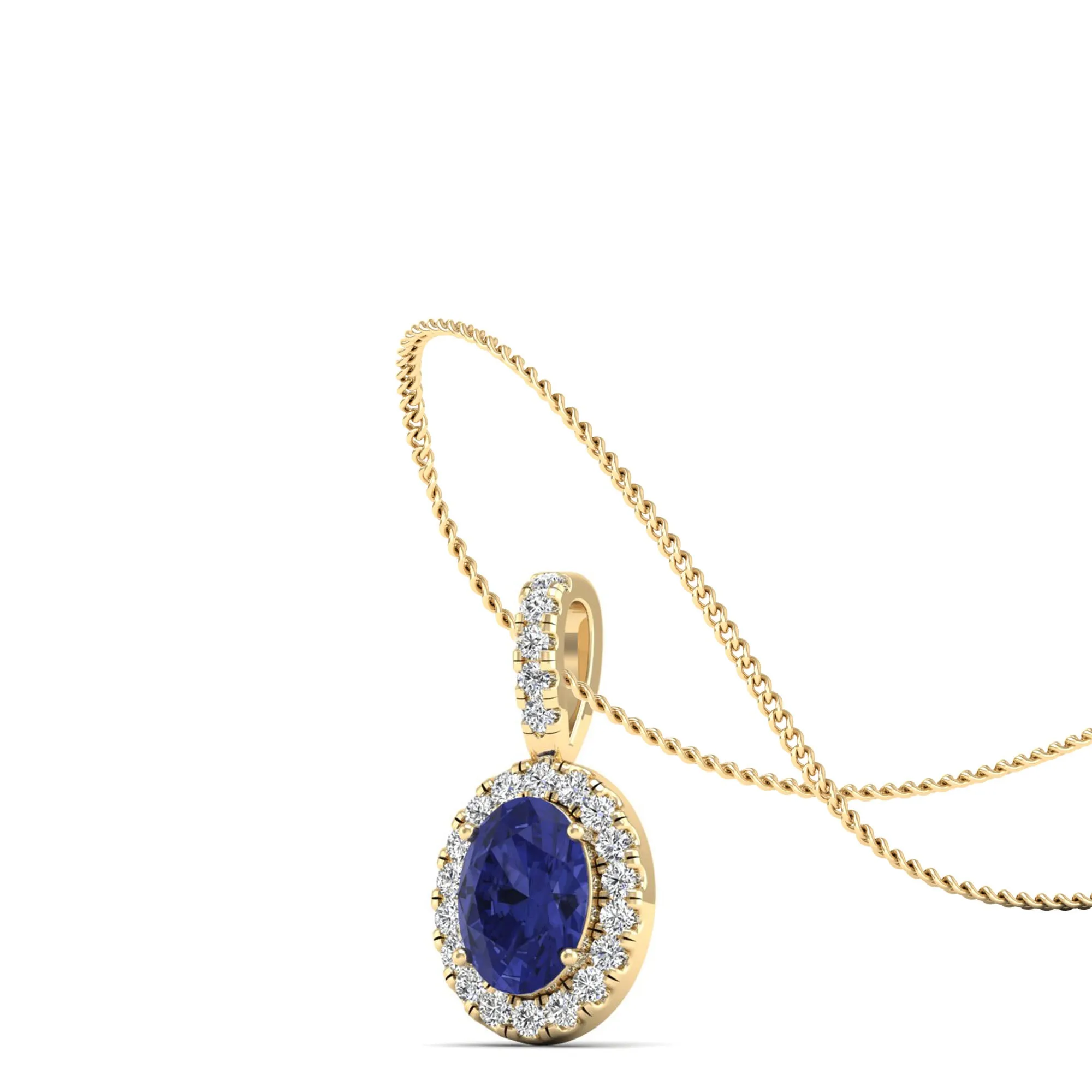 Classic Halo Oval Tanzanite and Diamond Pendant