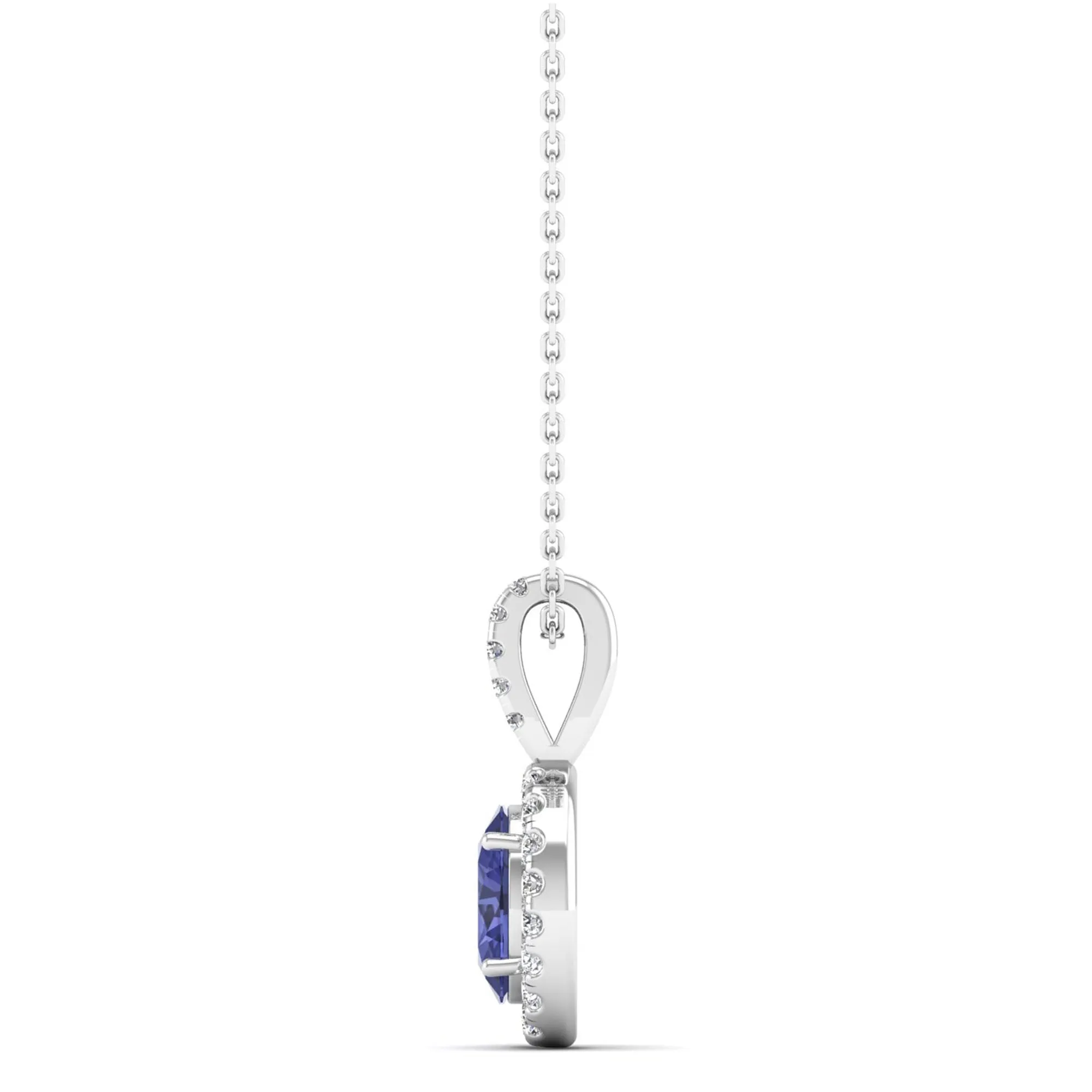 Classic Halo Oval Tanzanite and Diamond Pendant