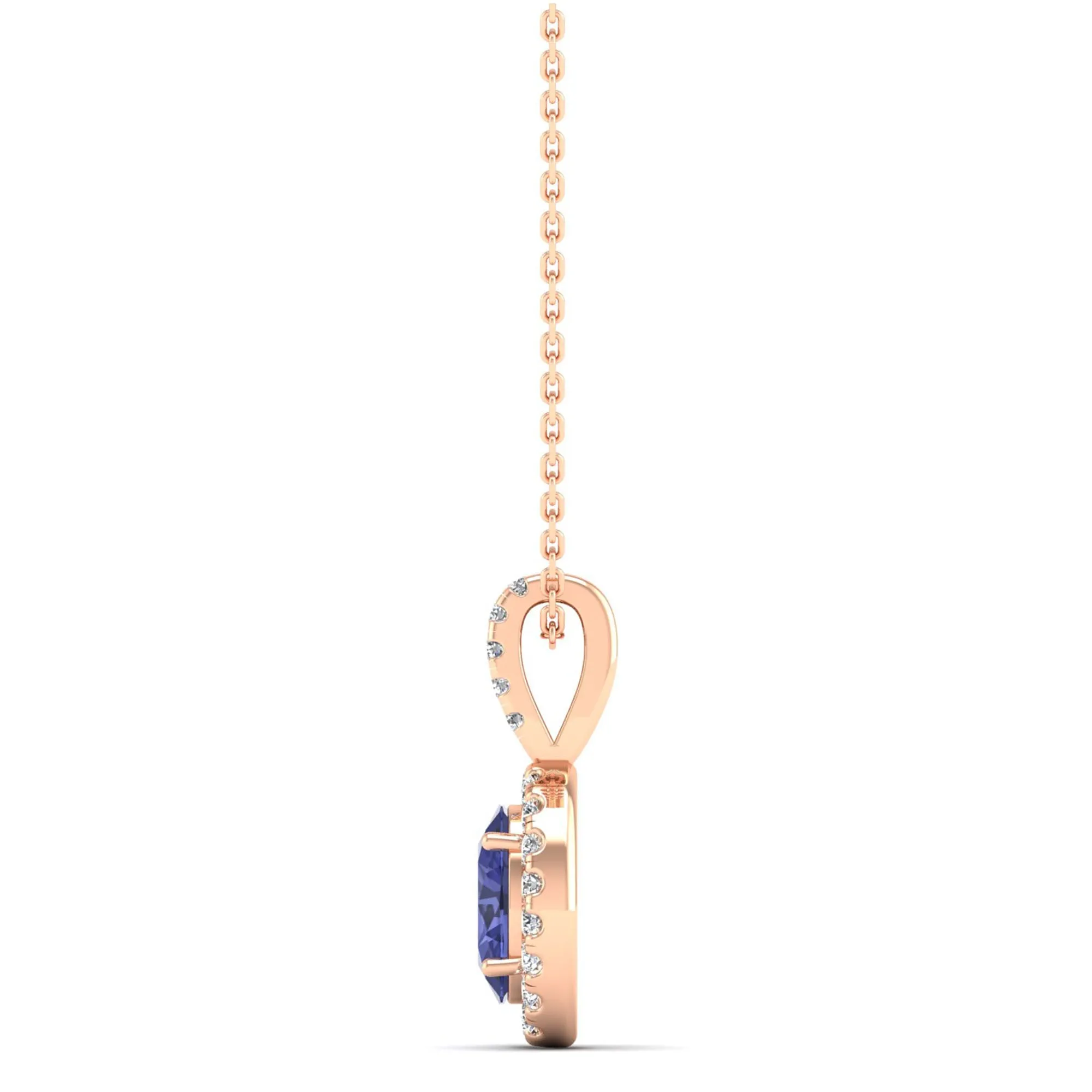 Classic Halo Oval Tanzanite and Diamond Pendant