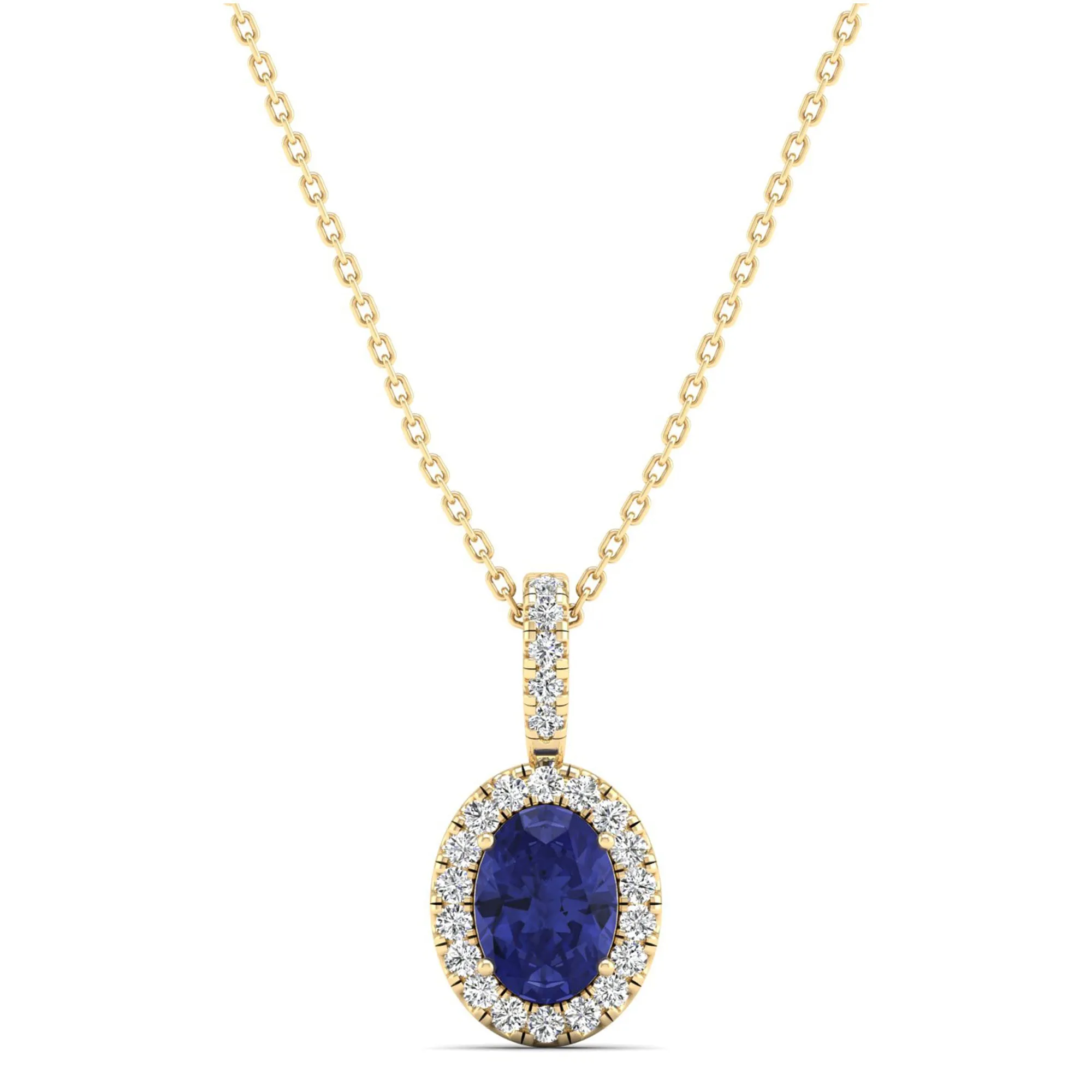 Classic Halo Oval Tanzanite and Diamond Pendant