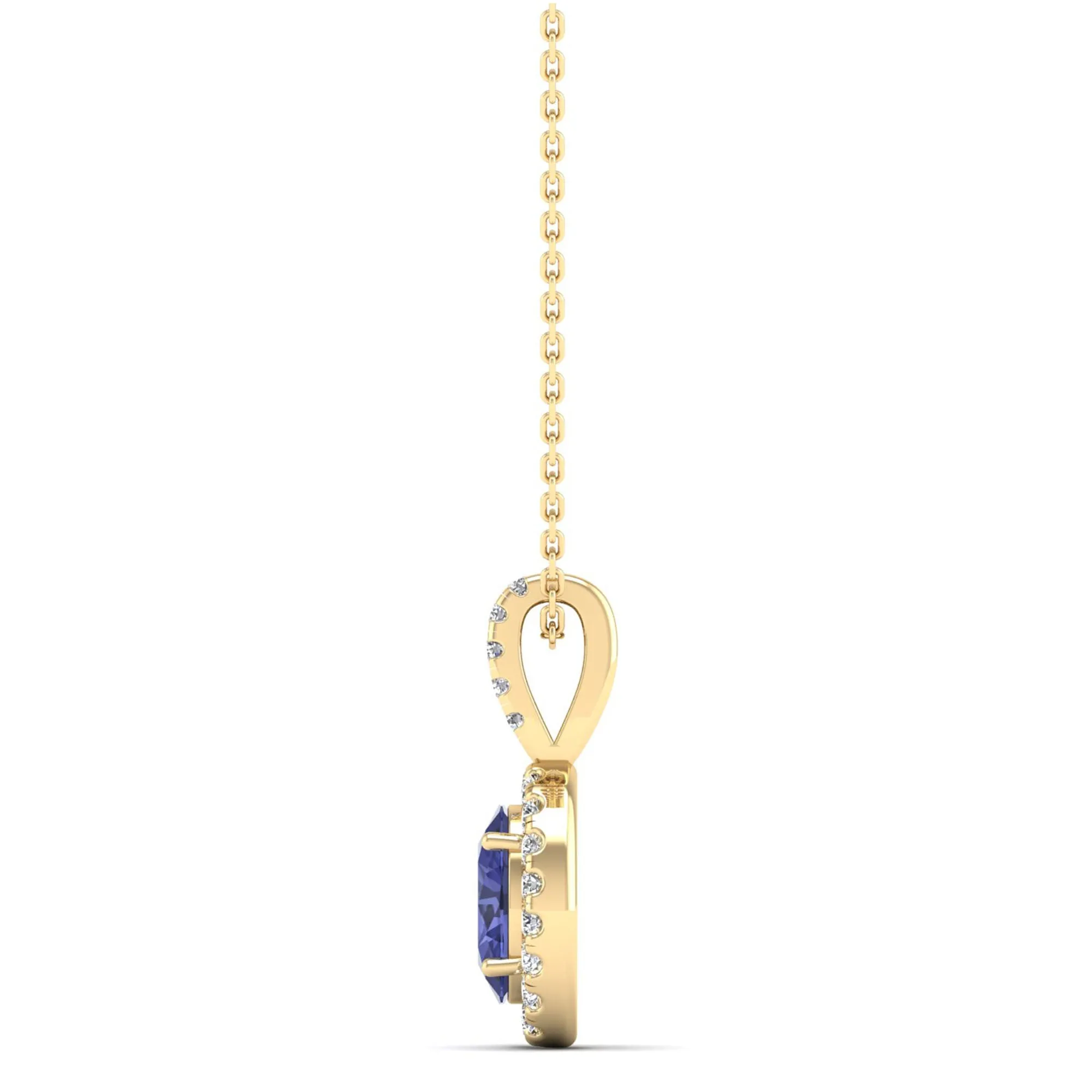 Classic Halo Oval Tanzanite and Diamond Pendant