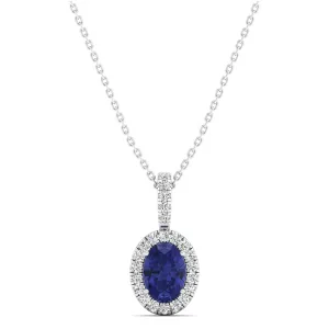 Classic Halo Oval Tanzanite and Diamond Pendant