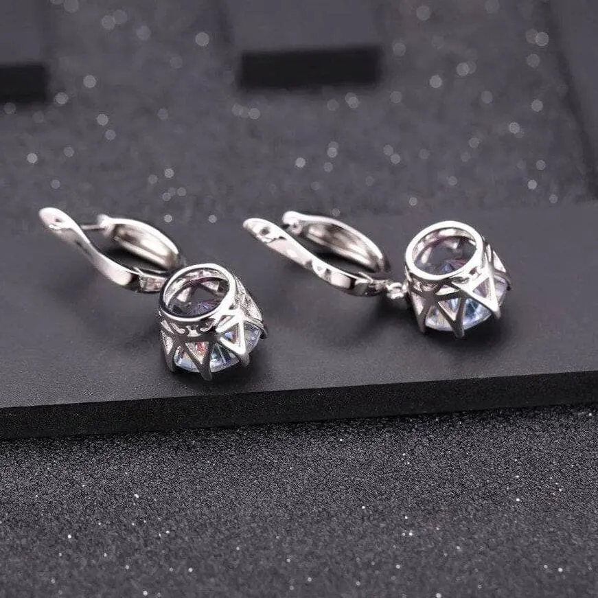 Classic Natural Rainbow Mystic Quartz Drop Earrings