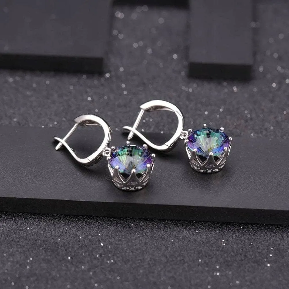 Classic Natural Rainbow Mystic Quartz Drop Earrings
