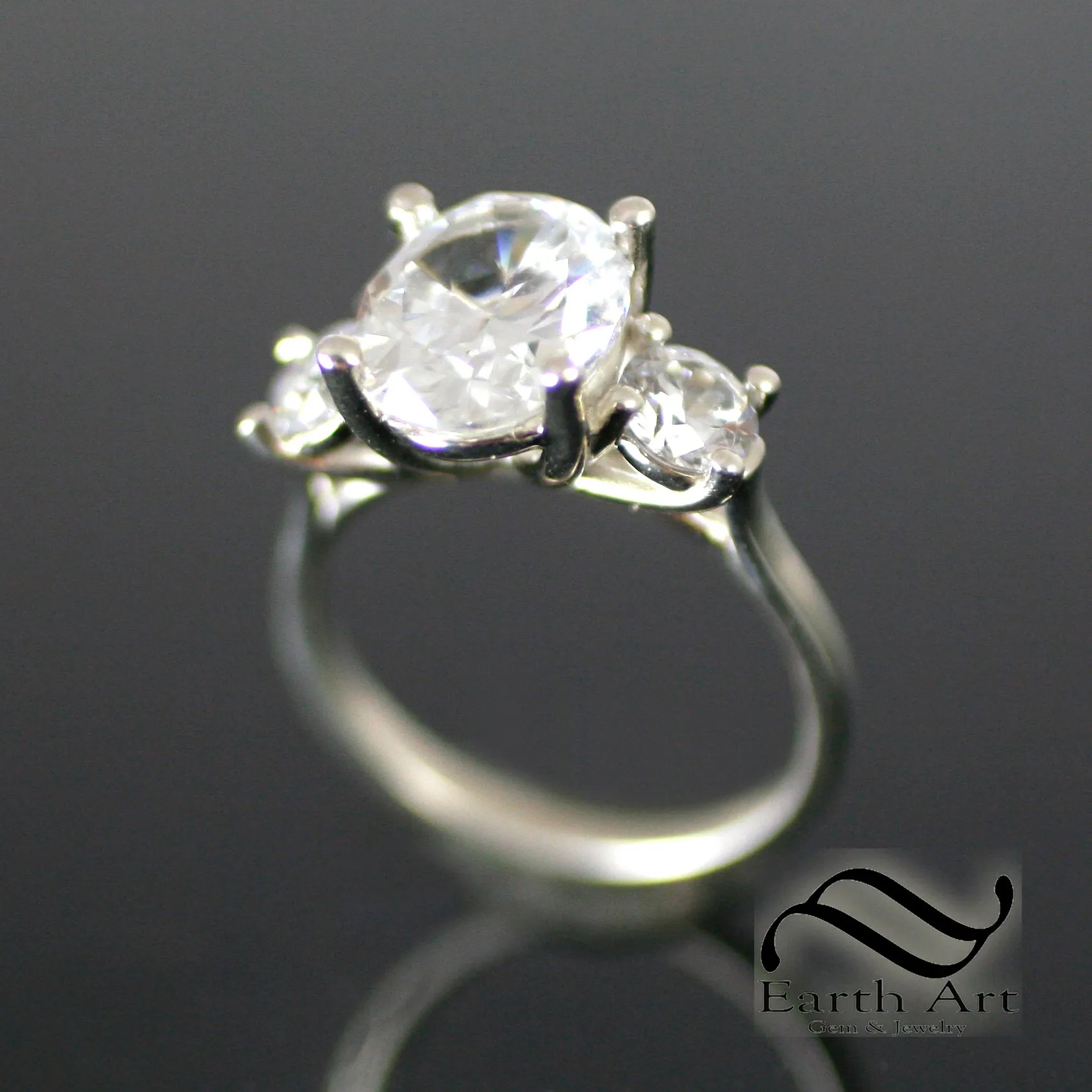 Classic Triple Stone Moissanite Ring - 9x11mm